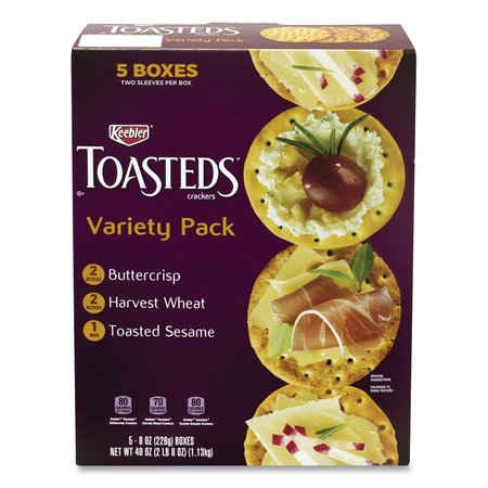 KEEBLER Toasteds Party Pack Cracker Assortment, 8 oz Box, PK5 22487